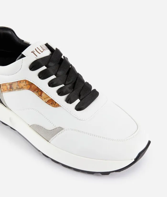 Man Sneakers and Ankle Boots Alviero Martini Geo Road Cambridge Faux Napa Leather Sneakers White