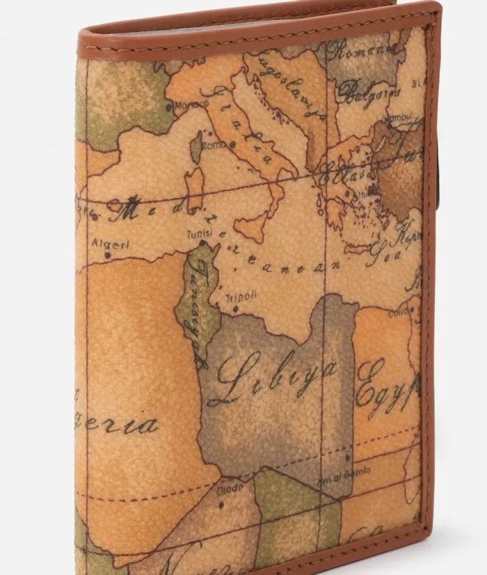 Man Wallets Alviero Martini Small Wallet With Pression Button In Geo Classic Print