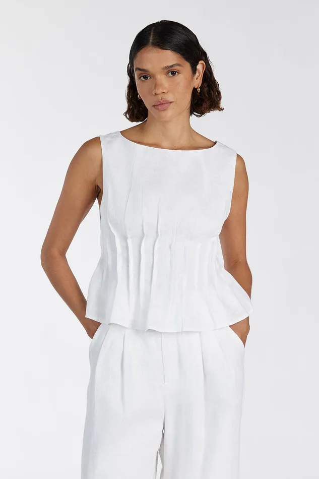 MANA WHITE PINTUCK TOP Women DISSH White Tops