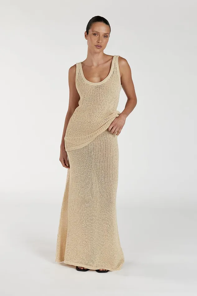 MARGOT WHEAT CROCHET MIDI SKIRT Women DISSH Midi