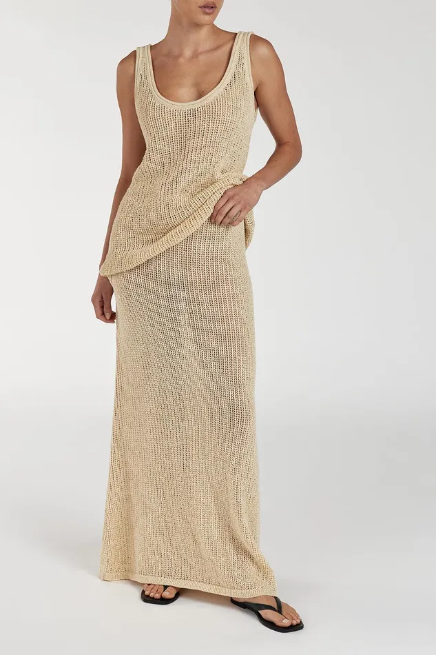 MARGOT WHEAT CROCHET MIDI SKIRT Women DISSH Midi
