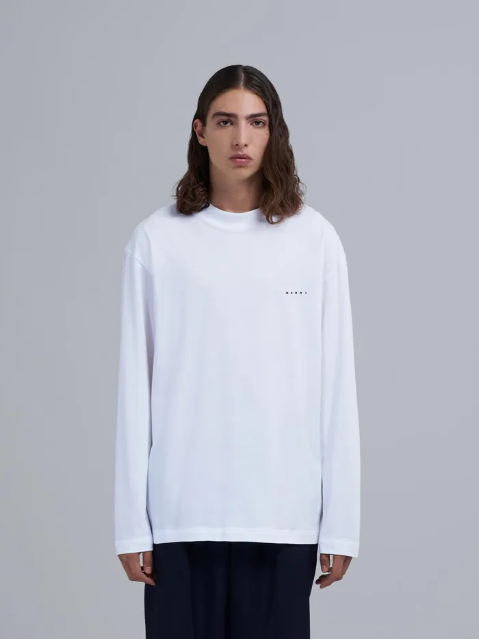 Marni Bio Jersey Logo Embroidery Long Sleeve Tshirt Lily White Mens Sweatshirts and Tshirts Marni Bio Jersey Logo Embroidery Long Sleeve Tshirt Lily White Mens Sweatshirts and Tshirts