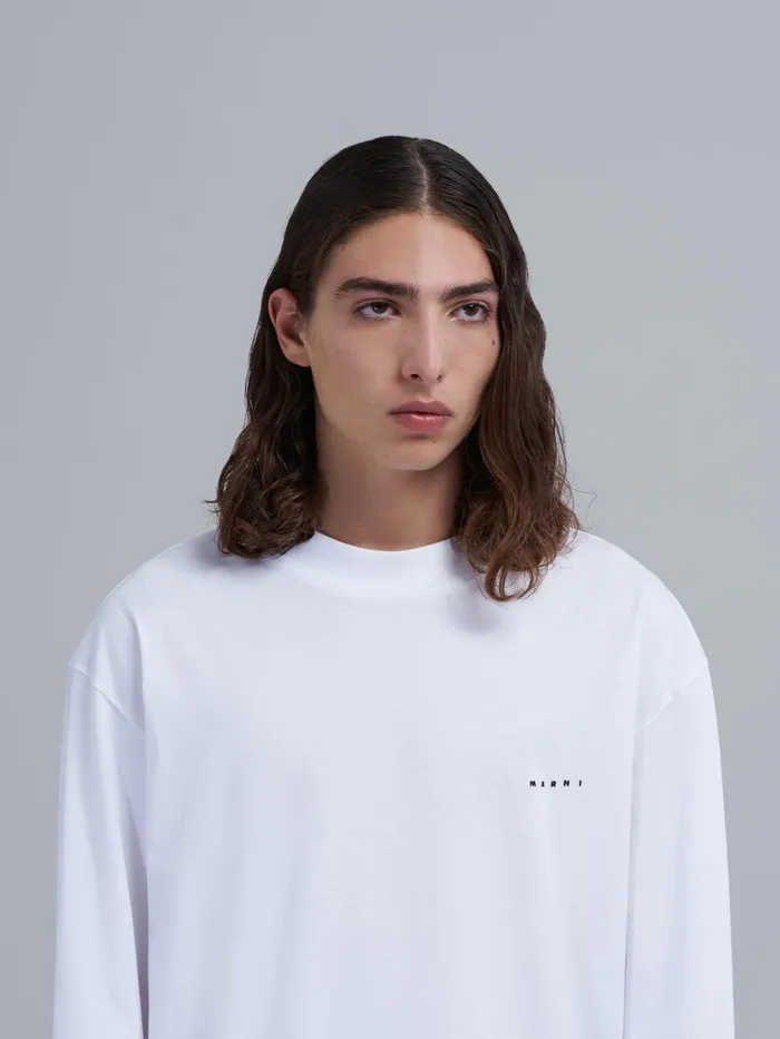 Marni Bio Jersey Logo Embroidery Long Sleeve Tshirt Lily White Mens Sweatshirts and Tshirts Marni Bio Jersey Logo Embroidery Long Sleeve Tshirt Lily White Mens Sweatshirts and Tshirts