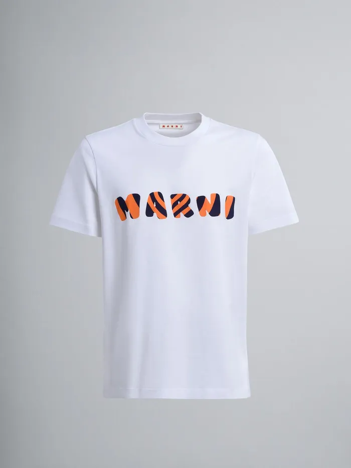 Marni Bio Jersey Logo Tshirt Lily White Mens Sweatshirts and Tshirts