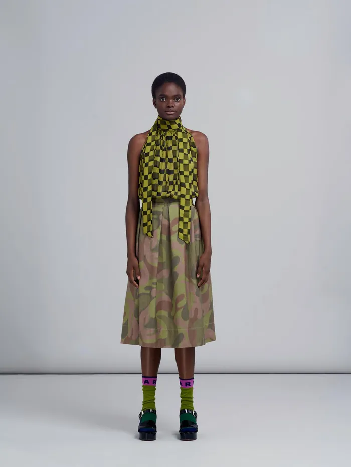 Marni Canvas Chin Skirt Dusty Olive Womens Skirts Marni Canvas Chin Skirt Dusty Olive Womens Skirts