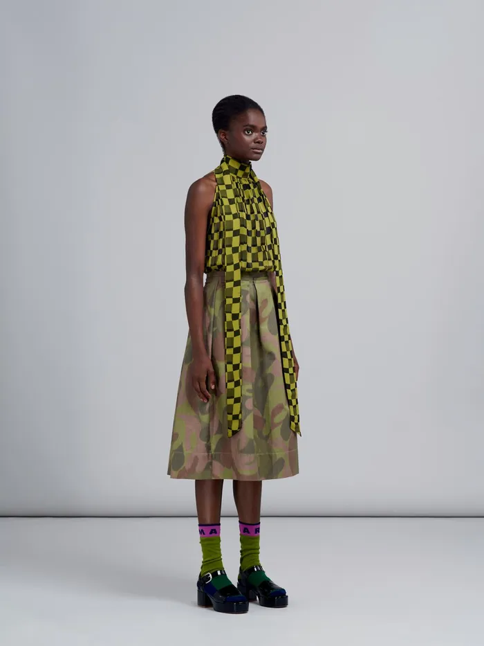 Marni Canvas Chin Skirt Dusty Olive Womens Skirts Marni Canvas Chin Skirt Dusty Olive Womens Skirts
