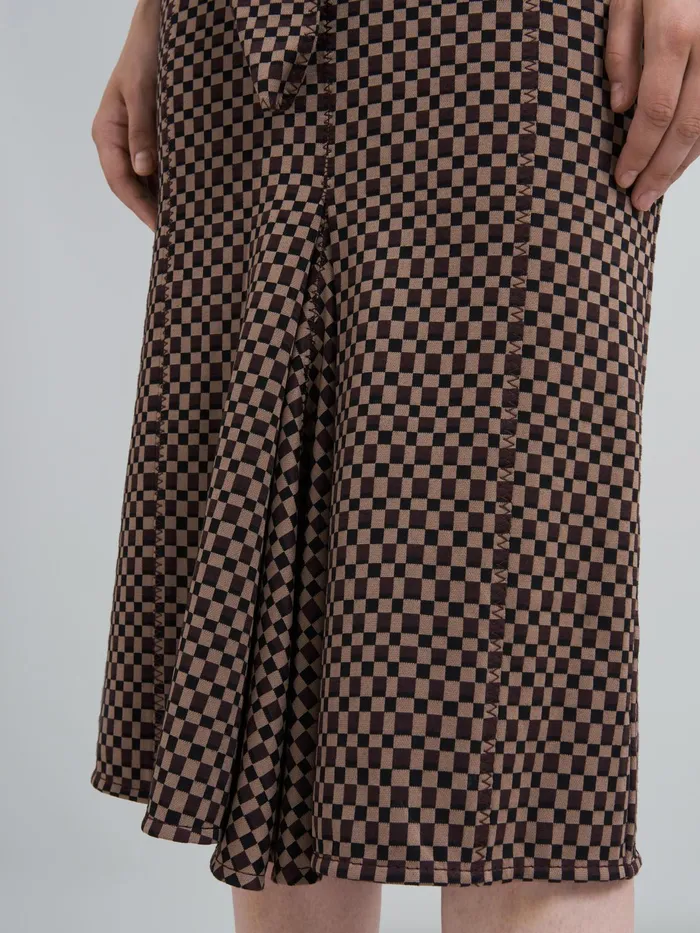 Marni Check Jacquard Jersey Dress Maroon Womens Dresses Marni Check Jacquard Jersey Dress Maroon Womens Dresses