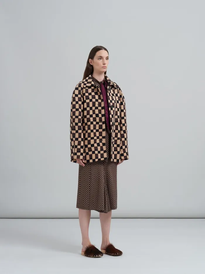 Marni Check Jacquard Jersey Dress Maroon Womens Dresses Marni Check Jacquard Jersey Dress Maroon Womens Dresses