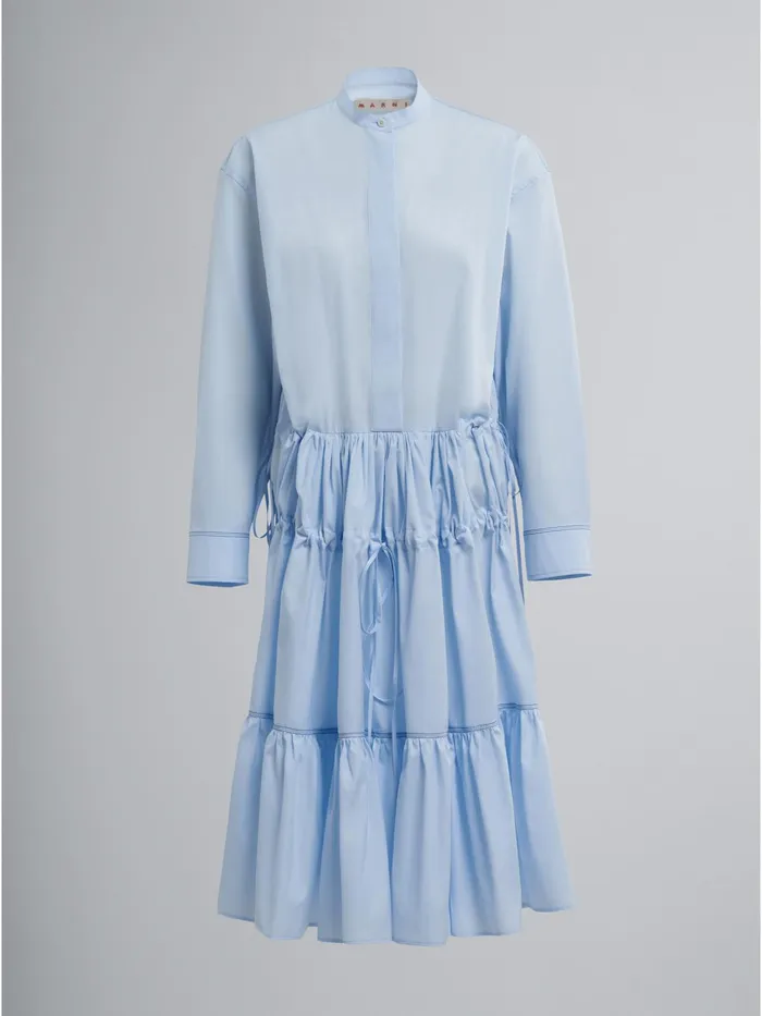 Marni Cotton Poplin Chemisier Dress Alluminium Womens Dresses
