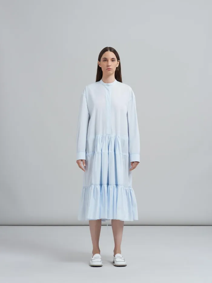 Marni Cotton Poplin Chemisier Dress Alluminium Womens Dresses Marni Cotton Poplin Chemisier Dress Alluminium Womens Dresses