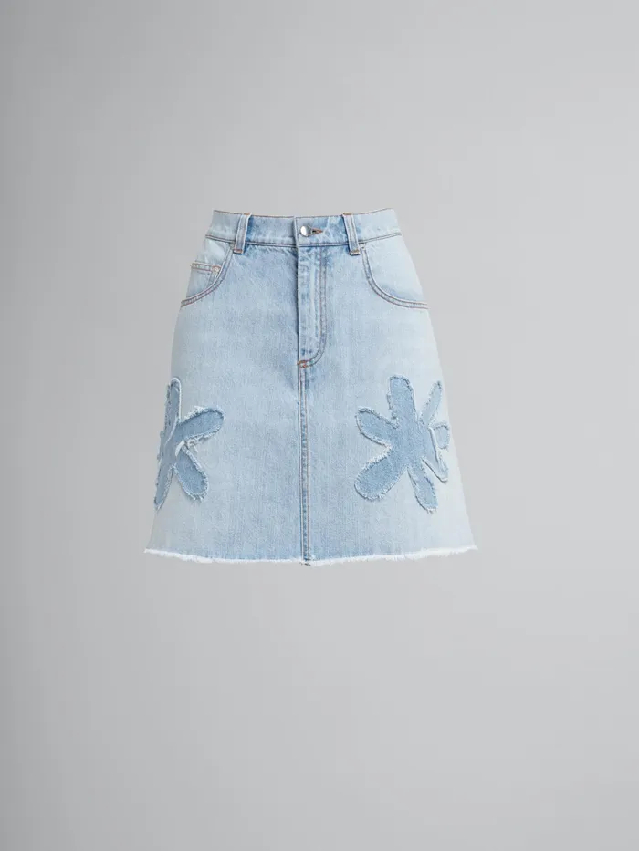 Marni Daisy Denim Mini Skirt Arctic Womens Skirts