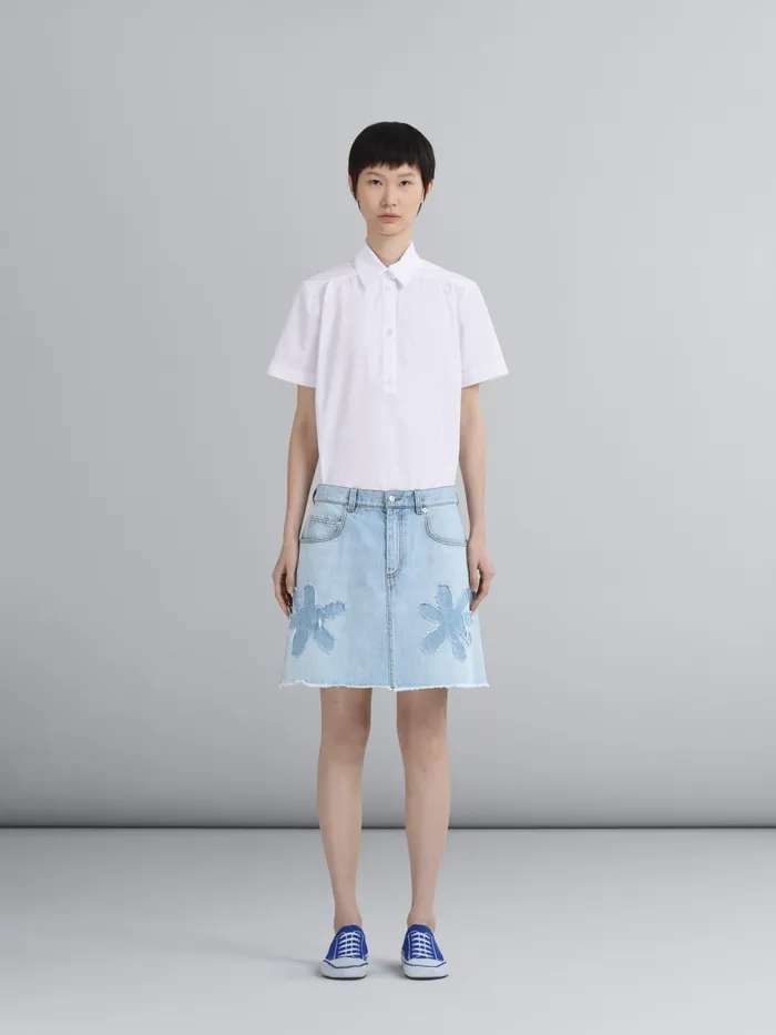 Marni Daisy Denim Mini Skirt Arctic Womens Skirts Marni Daisy Denim Mini Skirt Arctic Womens Skirts