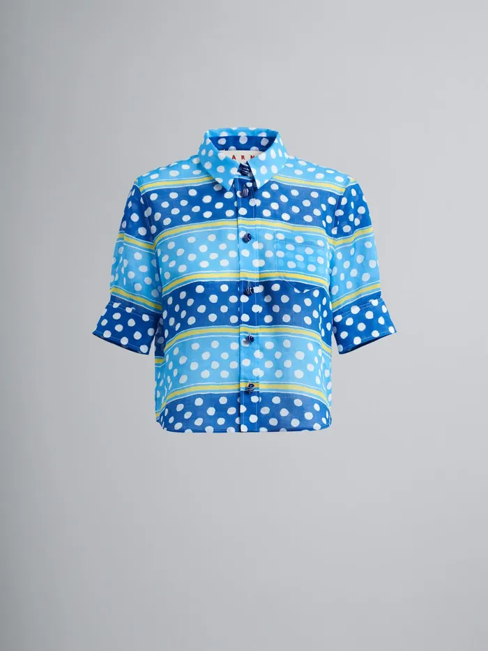 Marni Dot and Stripe Rami Shirt Mazarine Blue Womens Tops and Shirts