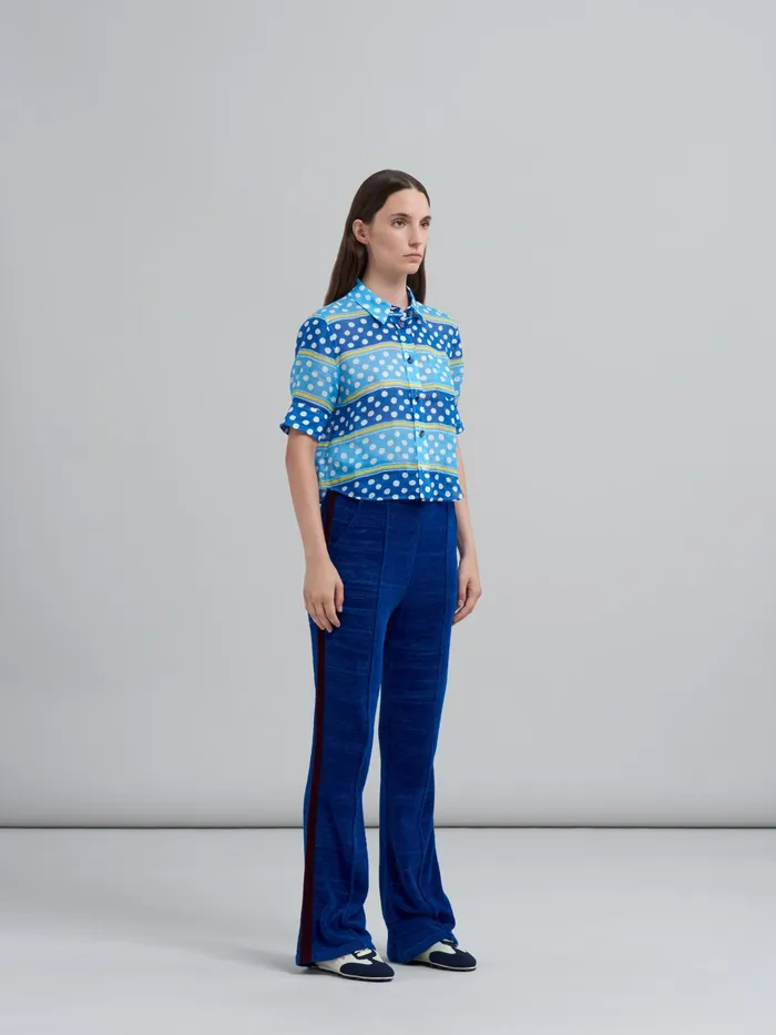 Marni Dot and Stripe Rami Shirt Mazarine Blue Womens Tops and Shirts Marni Dot and Stripe Rami Shirt Mazarine Blue Womens Tops and Shirts