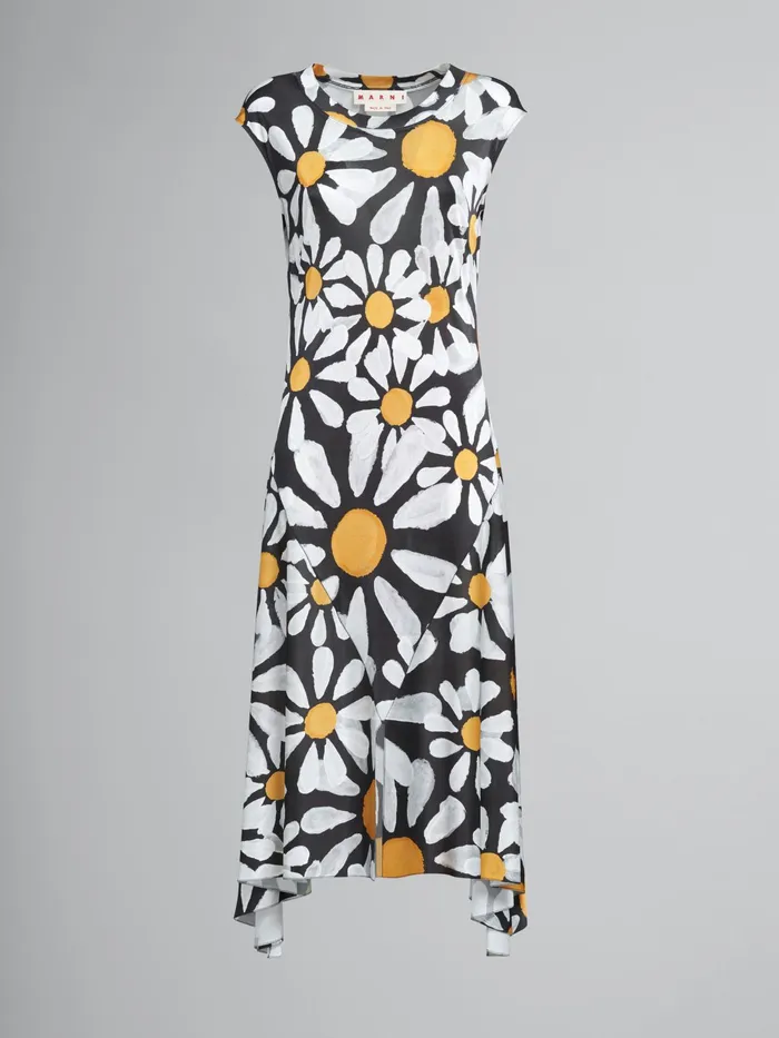 Marni Euphoria Print Viscose Jersey Dress Black Womens Dresses