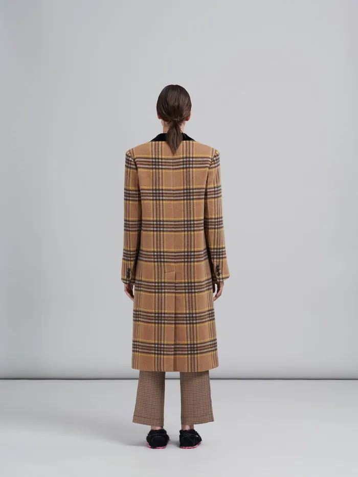 Marni Fringed Wool Check Coat Pompeii Womens Coats and Jackets Marni Fringed Wool Check Coat Pompeii Womens Coats and Jackets