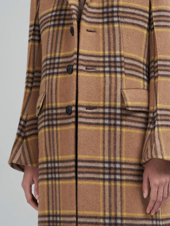 Marni Fringed Wool Check Coat Pompeii Womens Coats and Jackets Marni Fringed Wool Check Coat Pompeii Womens Coats and Jackets