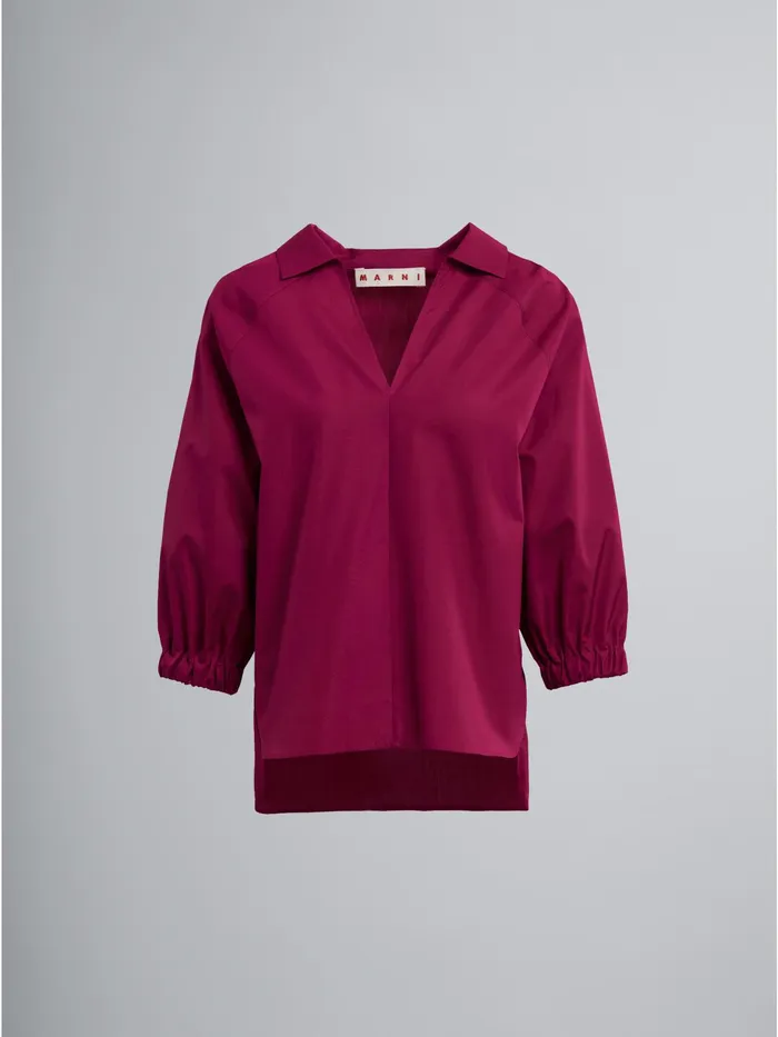 Marni Fuchsia Cotton Poplin Blouse Lavender Womens Tops and Shirts