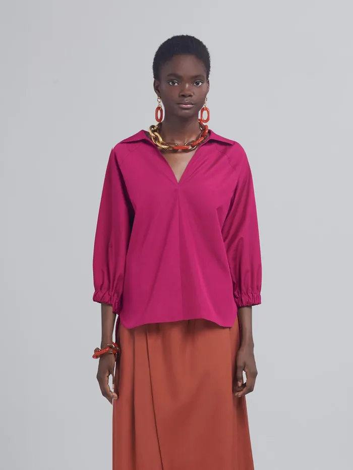 Marni Fuchsia Cotton Poplin Blouse Lavender Womens Tops and Shirts Marni Fuchsia Cotton Poplin Blouse Lavender Womens Tops and Shirts