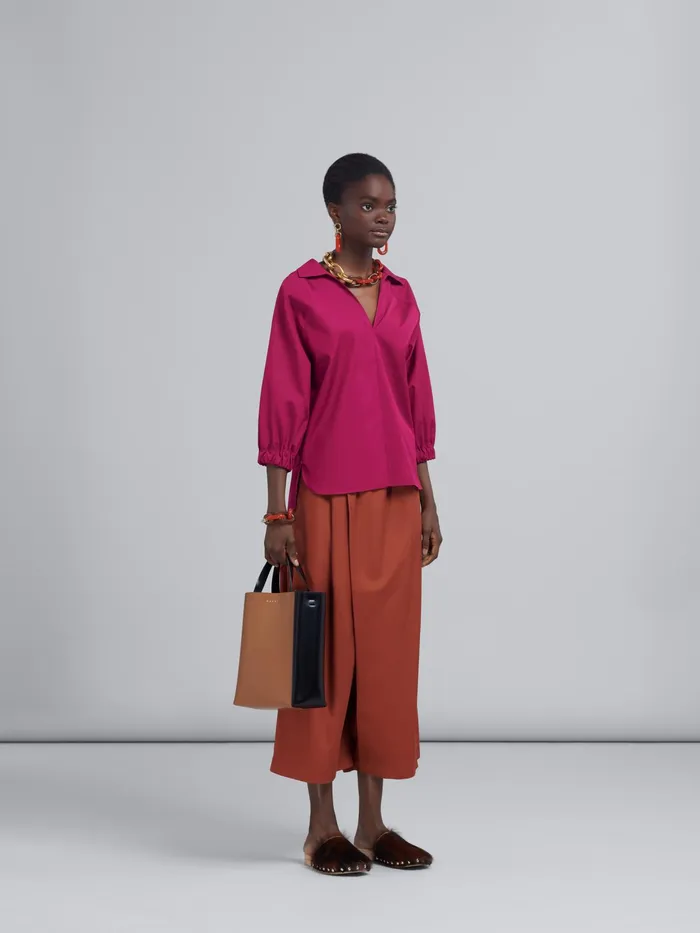 Marni Fuchsia Cotton Poplin Blouse Lavender Womens Tops and Shirts Marni Fuchsia Cotton Poplin Blouse Lavender Womens Tops and Shirts