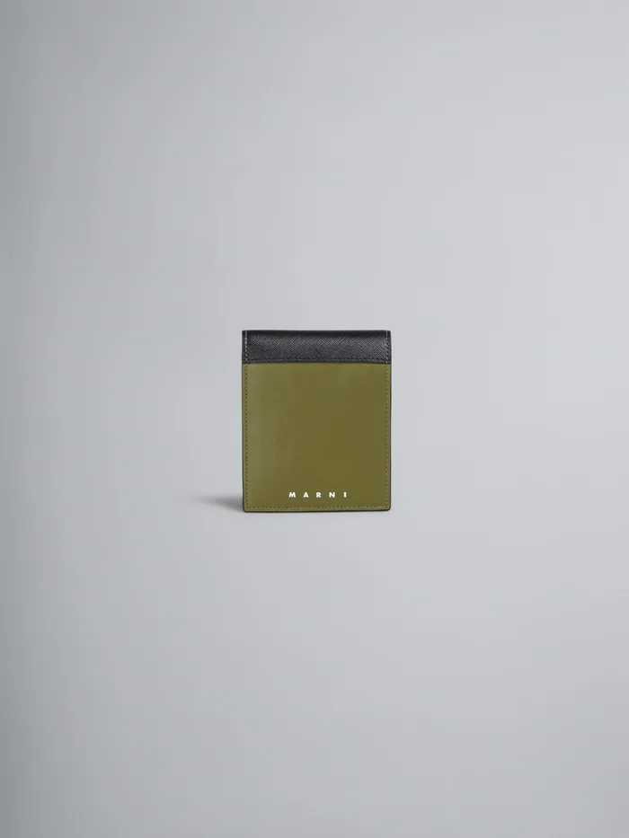 Marni Green And Blue Saffiano Leather Bifold Wallet Black Mens Wallets and Small Leather Goods