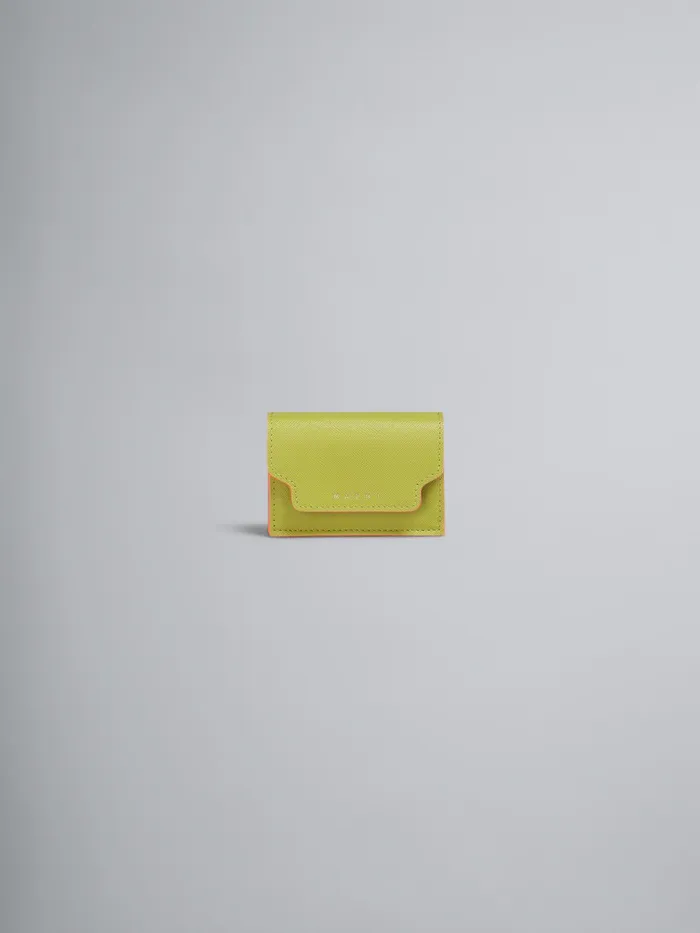 Marni Green Saffiano Leather Trifold Wallet Lime Womens Wallets and Small Leather Goods