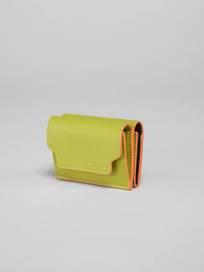 Marni Green Saffiano Leather Trifold Wallet Lime Womens Wallets and Small Leather Goods Marni Green Saffiano Leather Trifold Wallet Lime Womens Wallets and Small Leather Goods