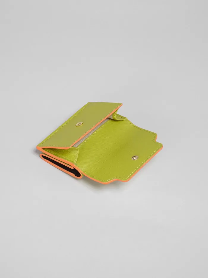 Marni Green Saffiano Leather Trifold Wallet Lime Womens Wallets and Small Leather Goods Marni Green Saffiano Leather Trifold Wallet Lime Womens Wallets and Small Leather Goods