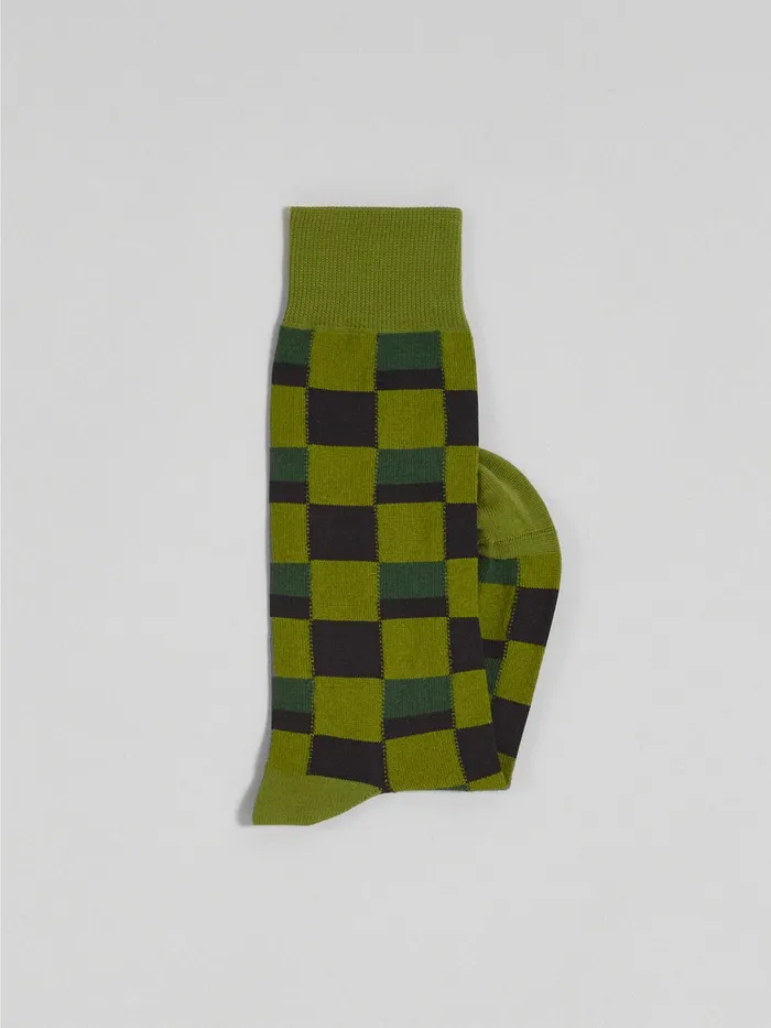 Marni Iconic Damier Jacquard Cotton And Nylon Sock Grass Womens Socks Marni Iconic Damier Jacquard Cotton And Nylon Sock Grass Womens Socks
