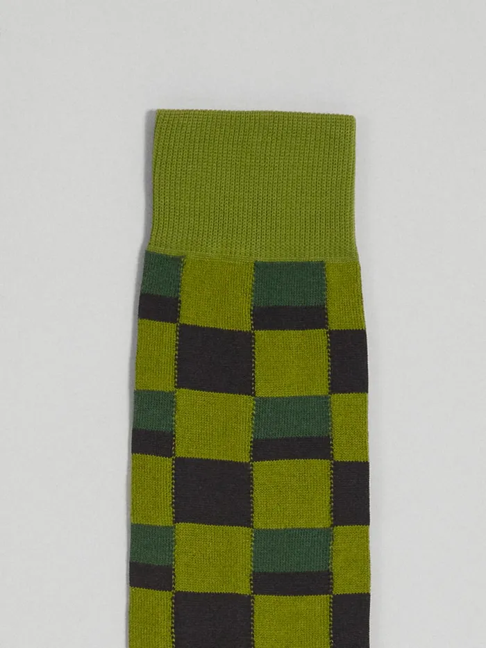 Marni Iconic Damier Jacquard Cotton And Nylon Sock Grass Womens Socks Marni Iconic Damier Jacquard Cotton And Nylon Sock Grass Womens Socks