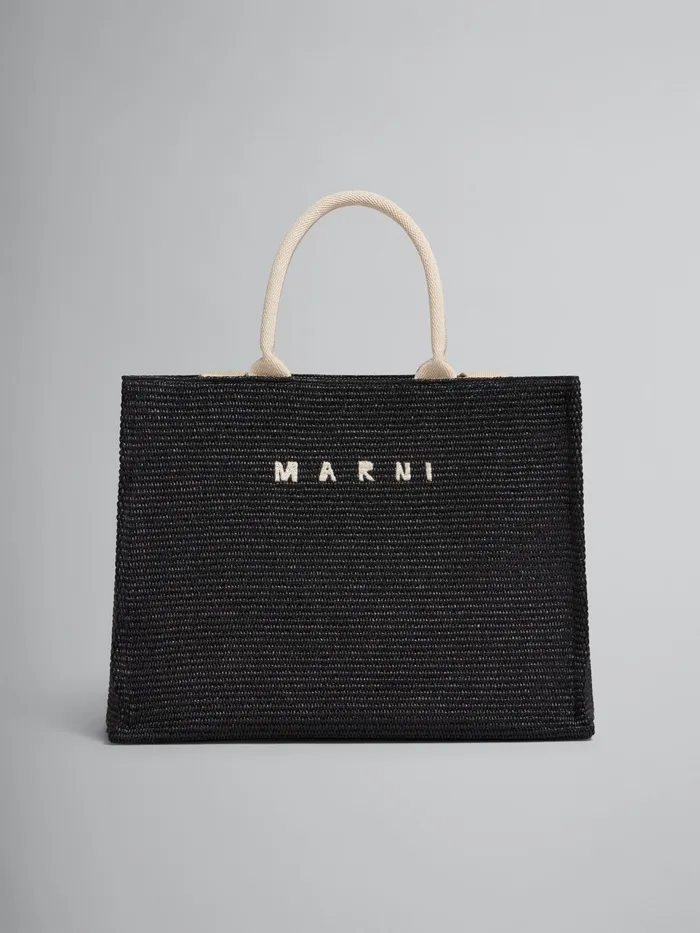 Marni Large Raffia Tote Bag Black Womens Shopping Bags