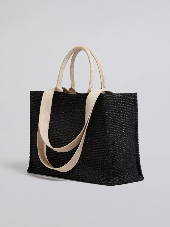 Marni Large Raffia Tote Bag Black Womens Shopping Bags Marni Large Raffia Tote Bag Black Womens Shopping Bags