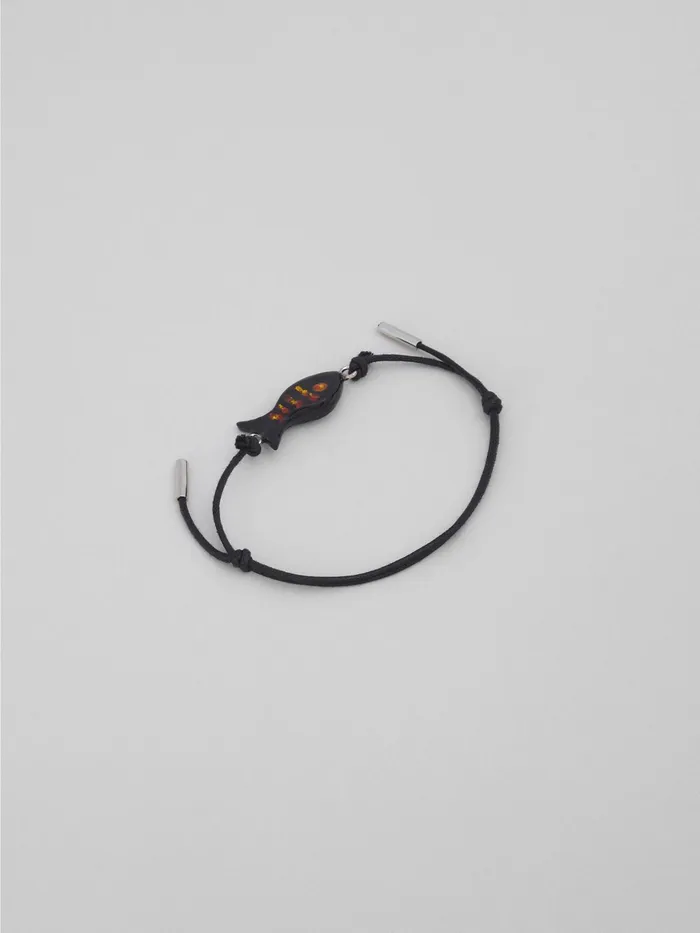 Marni Leather Bracelet With Enamelled Metal Fish Coal Mens Jewelry Marni Leather Bracelet With Enamelled Metal Fish Coal Mens Jewelry