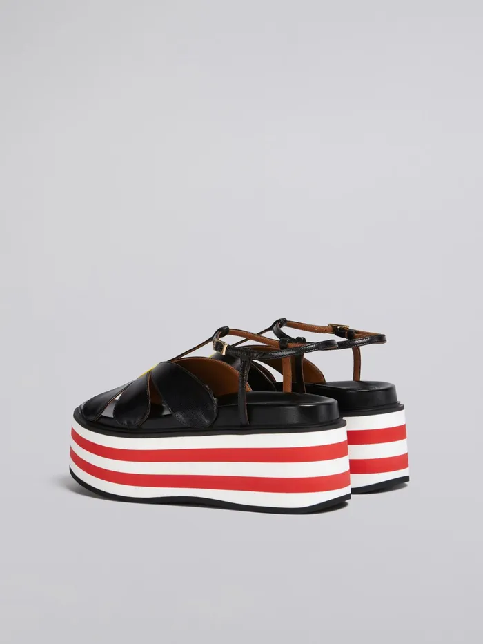 Marni Leather Flower Wedge Sandal Black Womens Sandals and Wedges Marni Leather Flower Wedge Sandal Black Womens Sandals and Wedges