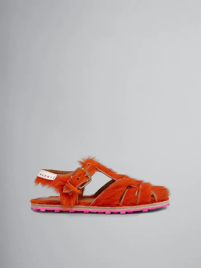 Marni Long Calf Hair Fisherman039s Sandal Orange Womens Sandals and Wedges