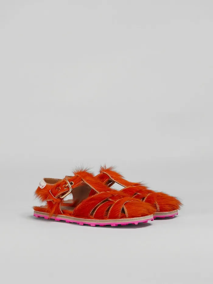 Marni Long Calf Hair Fisherman039s Sandal Orange Womens Sandals and Wedges Marni Long Calf Hair Fisherman039s Sandal Orange Womens Sandals and Wedges