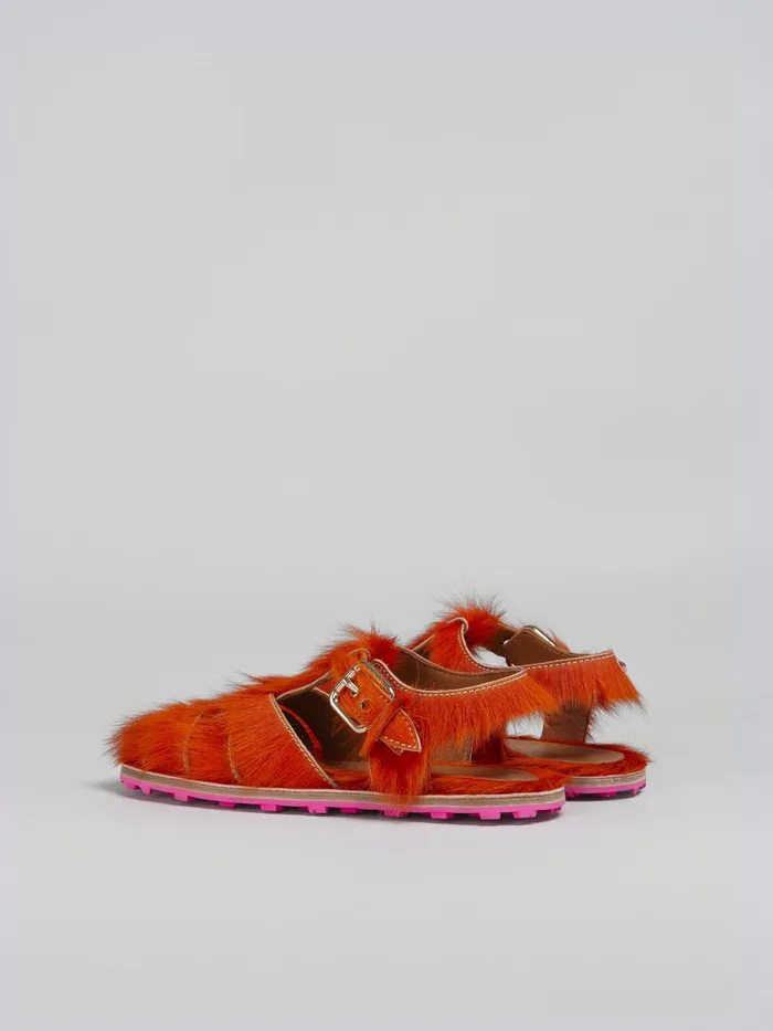 Marni Long Calf Hair Fisherman039s Sandal Orange Womens Sandals and Wedges Marni Long Calf Hair Fisherman039s Sandal Orange Womens Sandals and Wedges