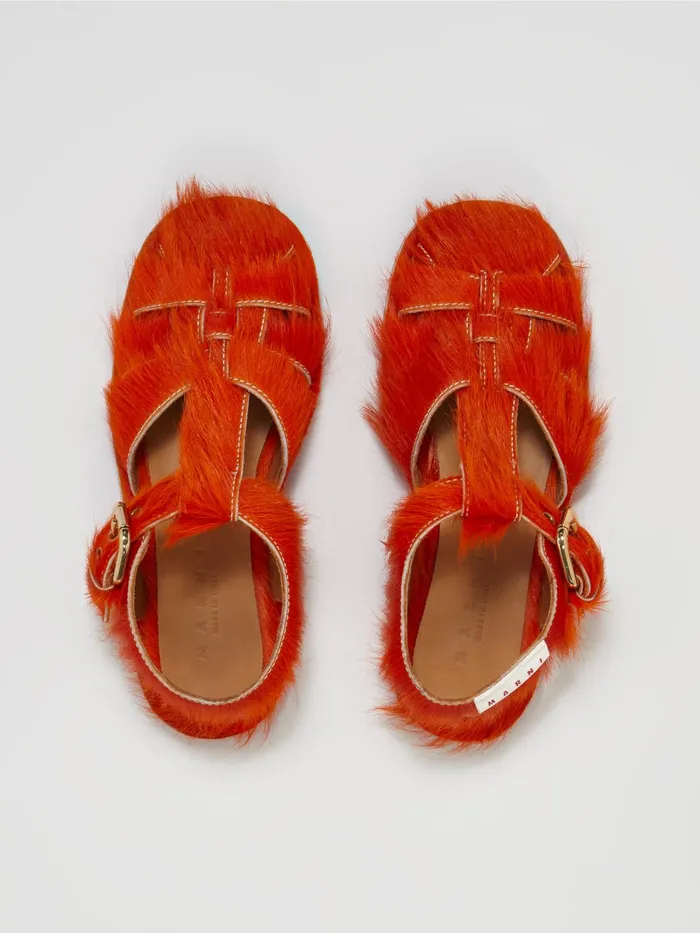 Marni Long Calf Hair Fisherman039s Sandal Orange Womens Sandals and Wedges Marni Long Calf Hair Fisherman039s Sandal Orange Womens Sandals and Wedges