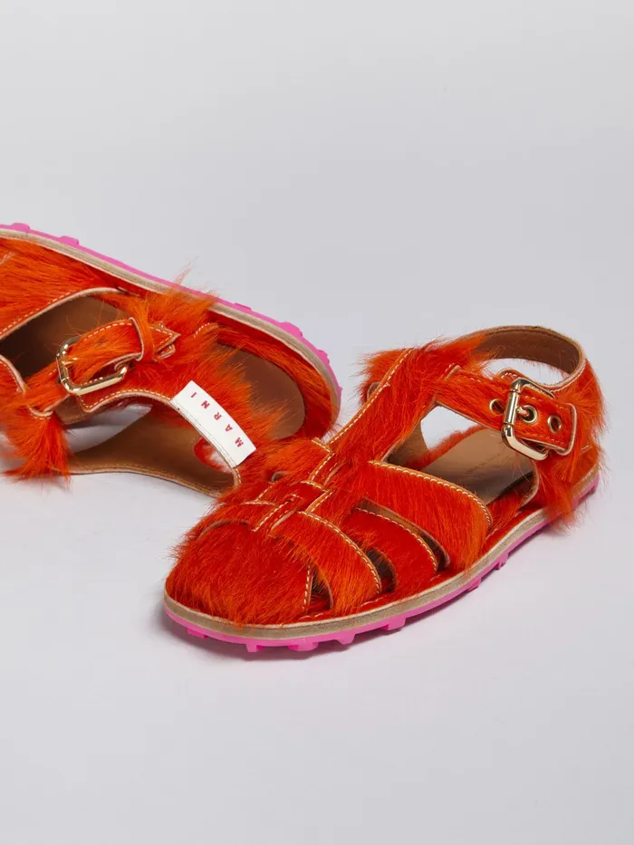 Marni Long Calf Hair Fisherman039s Sandal Orange Womens Sandals and Wedges Marni Long Calf Hair Fisherman039s Sandal Orange Womens Sandals and Wedges