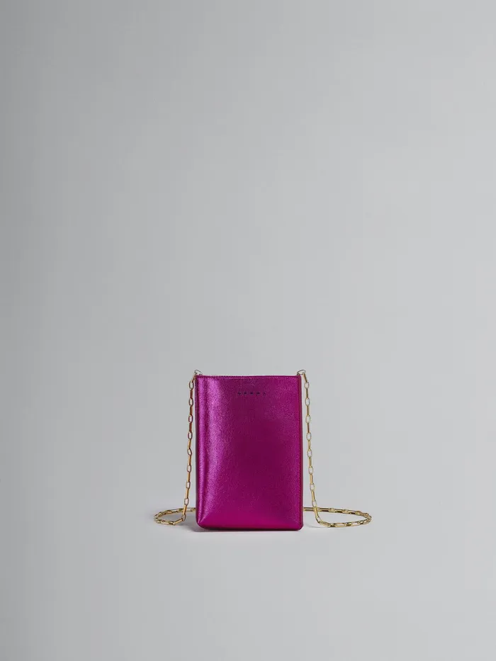 Marni Museo Soft Nano Bag In Fuchsia And Pink Metallic Leather Cassis Womens Crossbody Bags