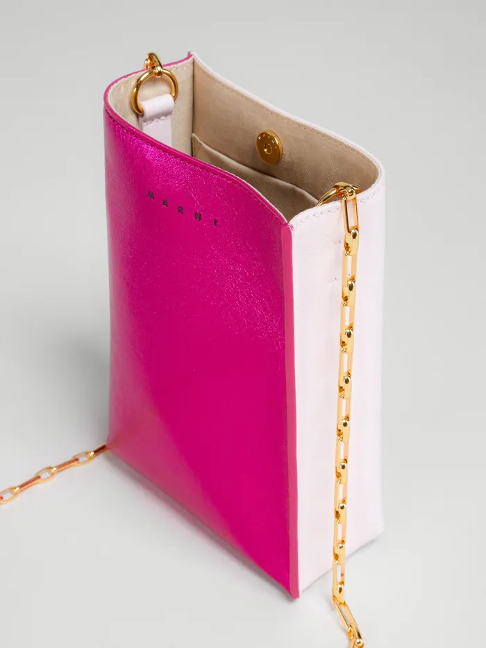 Marni Museo Soft Nano Bag In Fuchsia And Pink Metallic Leather Cassis Womens Crossbody Bags Marni Museo Soft Nano Bag In Fuchsia And Pink Metallic Leather Cassis Womens Crossbody Bags