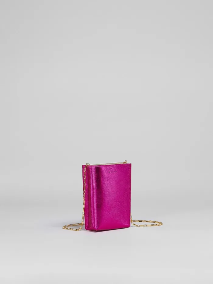 Marni Museo Soft Nano Bag In Fuchsia And Pink Metallic Leather Cassis Womens Crossbody Bags Marni Museo Soft Nano Bag In Fuchsia And Pink Metallic Leather Cassis Womens Crossbody Bags