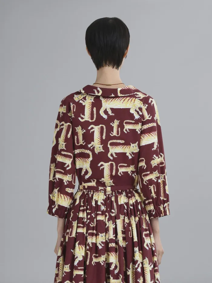 Marni Naif Tiger Print Poplin Blouse China Red Womens Tops and Shirts Marni Naif Tiger Print Poplin Blouse China Red Womens Tops and Shirts
