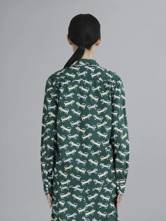 Marni Naif Tiger Print Poplin Shirt Jade Womens Tops and Shirts Marni Naif Tiger Print Poplin Shirt Jade Womens Tops and Shirts