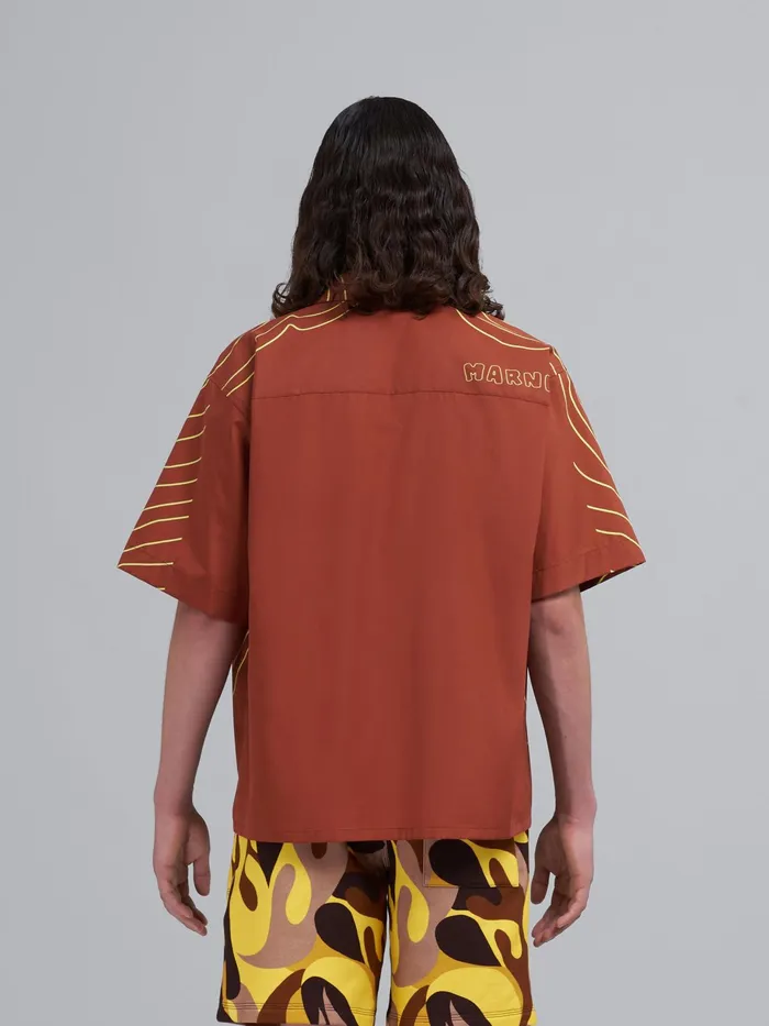 Marni Orange Brown Vibrating Flower Poplin Bowling Shirt Clay Mens Shirts Marni Orange Brown Vibrating Flower Poplin Bowling Shirt Clay Mens Shirts