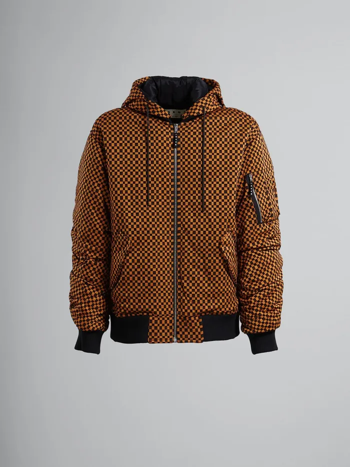 Marni Padded Check Jacquard Jersey Bomber Jacket Alkekengi Mens Coats and Jackets