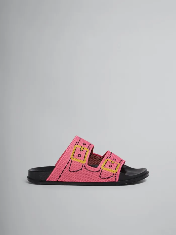 Marni Pink Trompe L039il Jacquard Twostrap Slide Fuchsia Fluo Womens Sandals and Wedges
