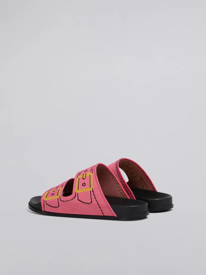 Marni Pink Trompe L039il Jacquard Twostrap Slide Fuchsia Fluo Womens Sandals and Wedges Marni Pink Trompe L039il Jacquard Twostrap Slide Fuchsia Fluo Womens Sandals and Wedges