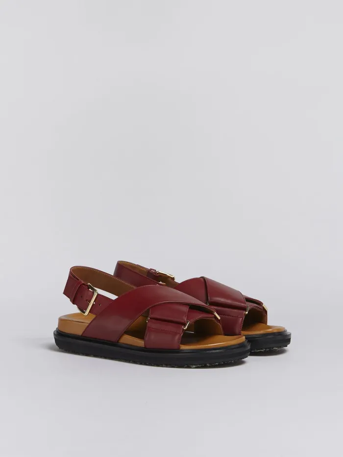 Marni Red Leather Fussbett Wine Womens Sandals and Wedges Marni Red Leather Fussbett Wine Womens Sandals and Wedges