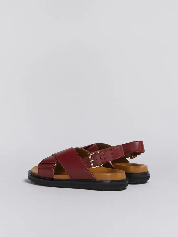 Marni Red Leather Fussbett Wine Womens Sandals and Wedges Marni Red Leather Fussbett Wine Womens Sandals and Wedges